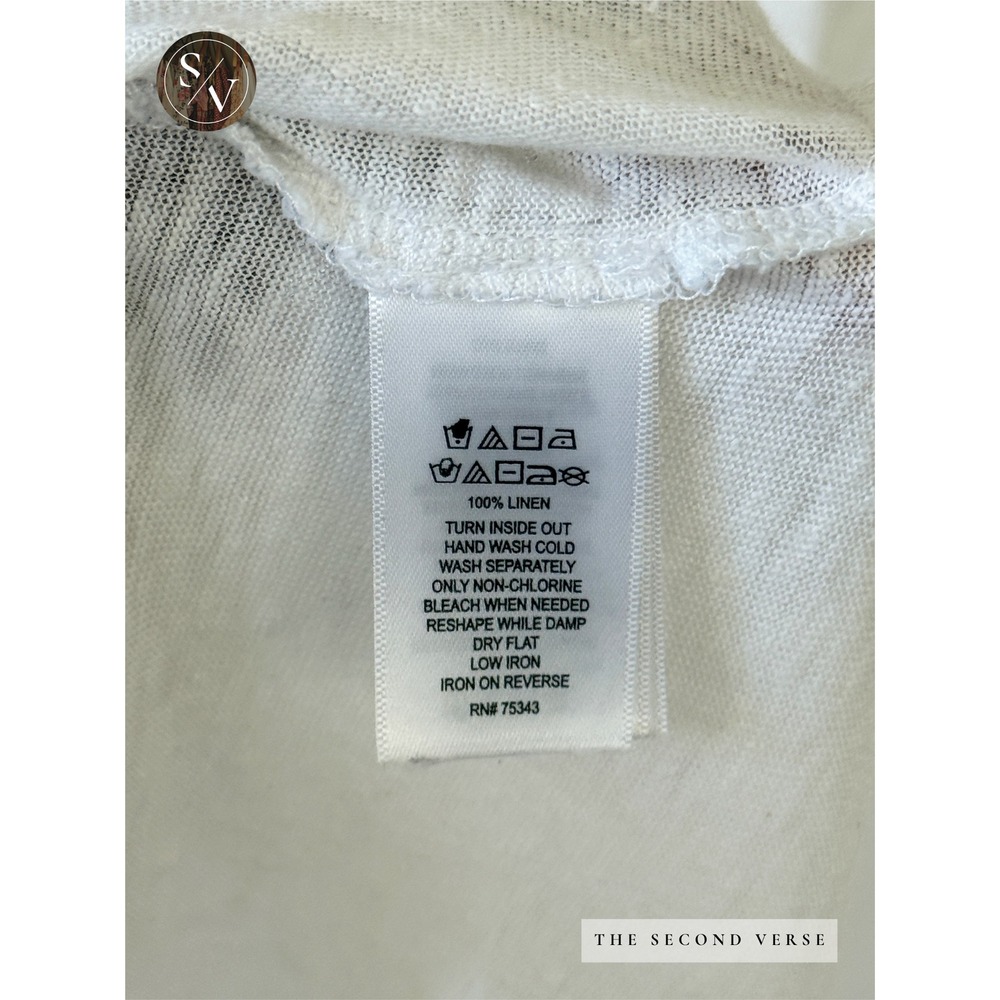 Tahari White Linen Short Sleeve V Neck Top Size 1X - Picture 6 of 6
